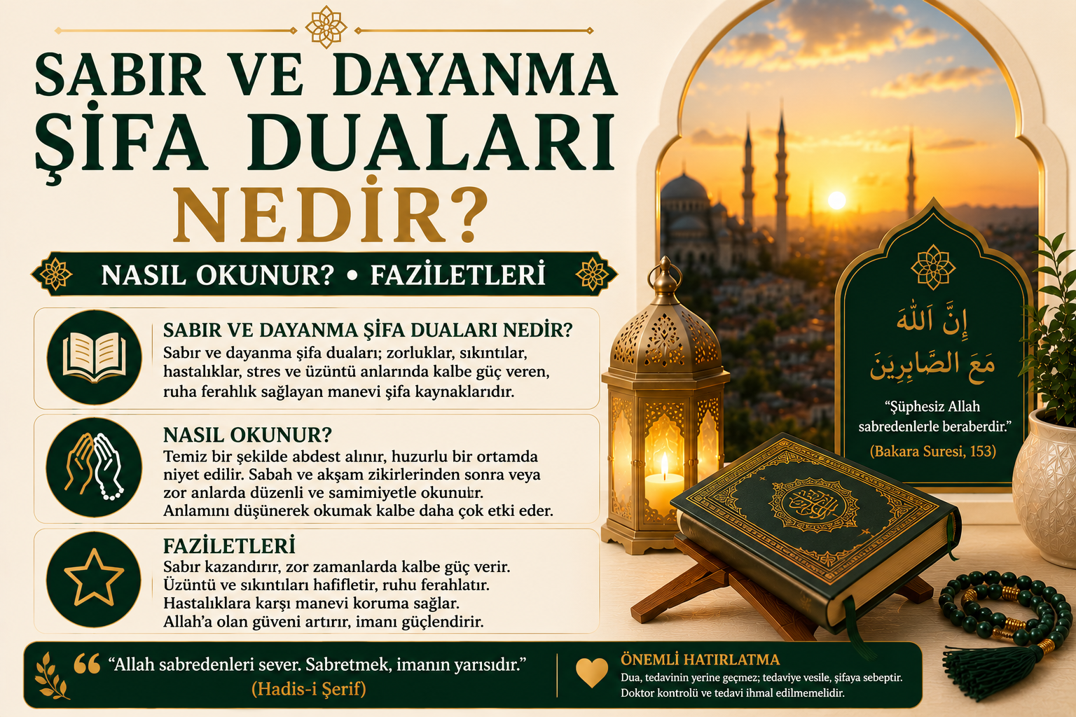 Sabır ve Dayanma Şifa Duaları Nedir? Nasıl Okunur? Faziletleri