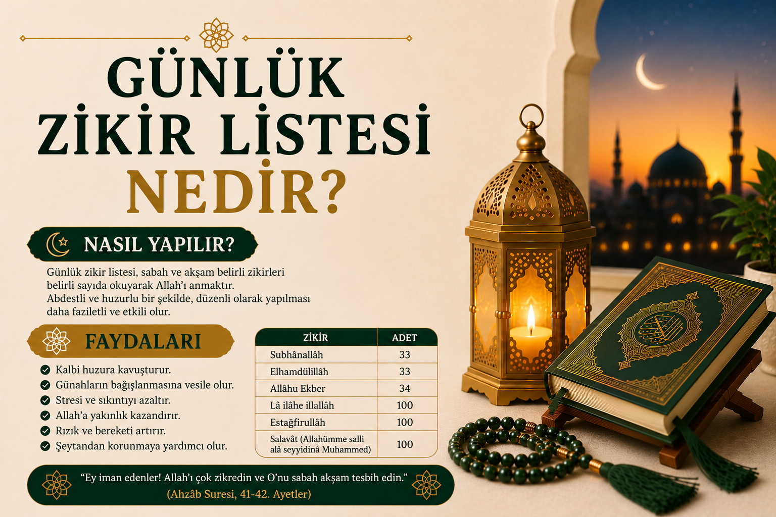 Günlük Zikir Listesi Nedir? Nasıl Yapılır? Faydaları