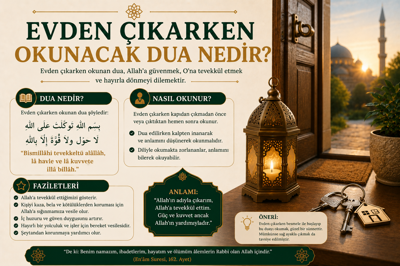 Evden Çıkarken Okunacak Dua Nedir? Nasıl Okunur? Faziletleri