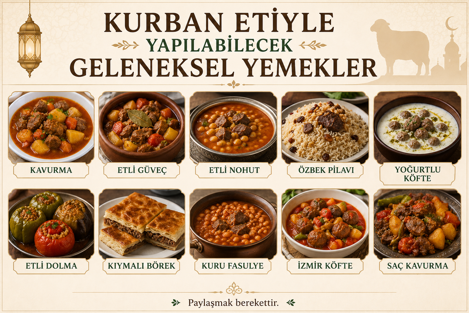 Kurban Etiyle Yapılabilecek Geleneksel Yemekler